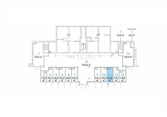 Москва, 1-я Новокузьминская, д 21, к2, 24 м², 1 этаж | Аренда