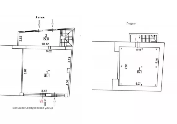 г Москва, Бол. Серпуховская ул., 8/7, стр. 2, 181.8 м², 1 этаж | Продажа