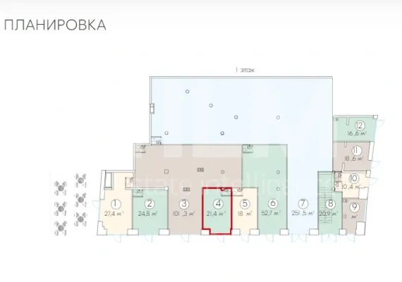 г. Москва, Новослободская ул., 19, 21.4 м², 1 этаж | Аренда